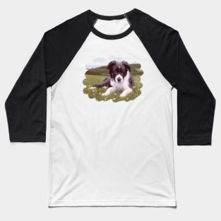 Border Collie Painting Baseball T-Shirt